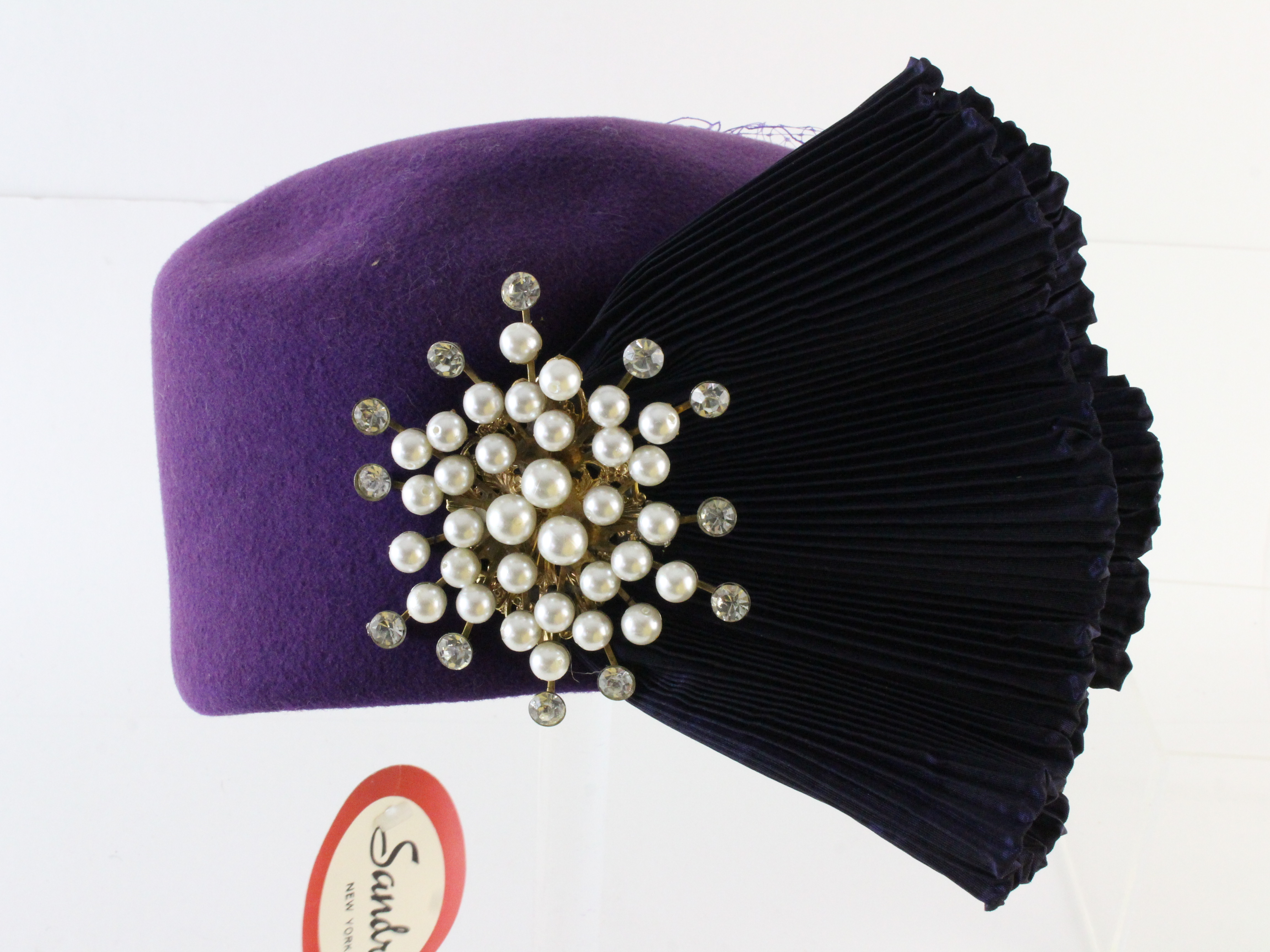 Elegant Purple Beaded Women\'s Hat A custom fully beaded purple brim trimmed purple and A/B  main image 4
