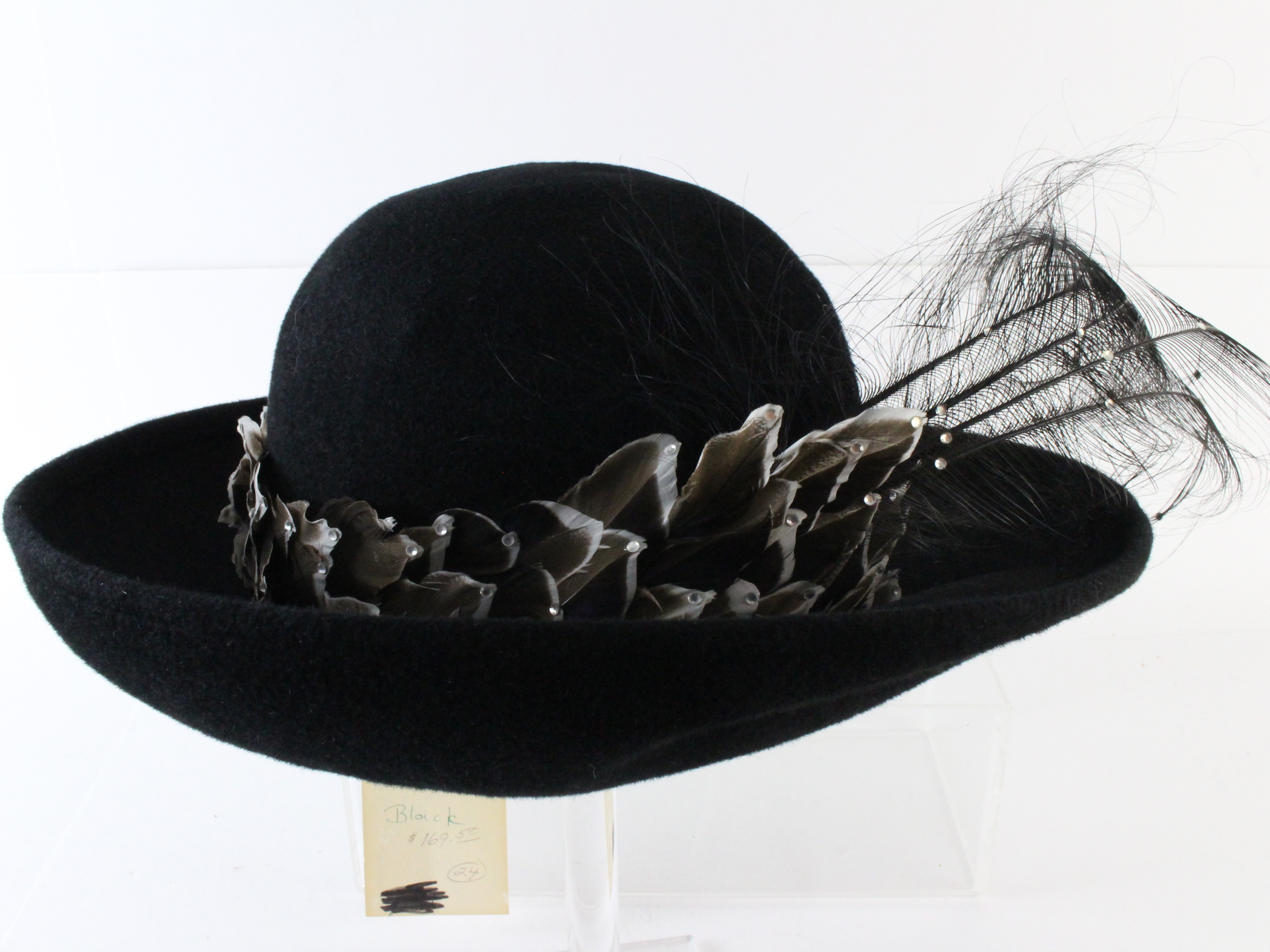 George Zamaul New York Ladies Elegant Black Felt Hat W 