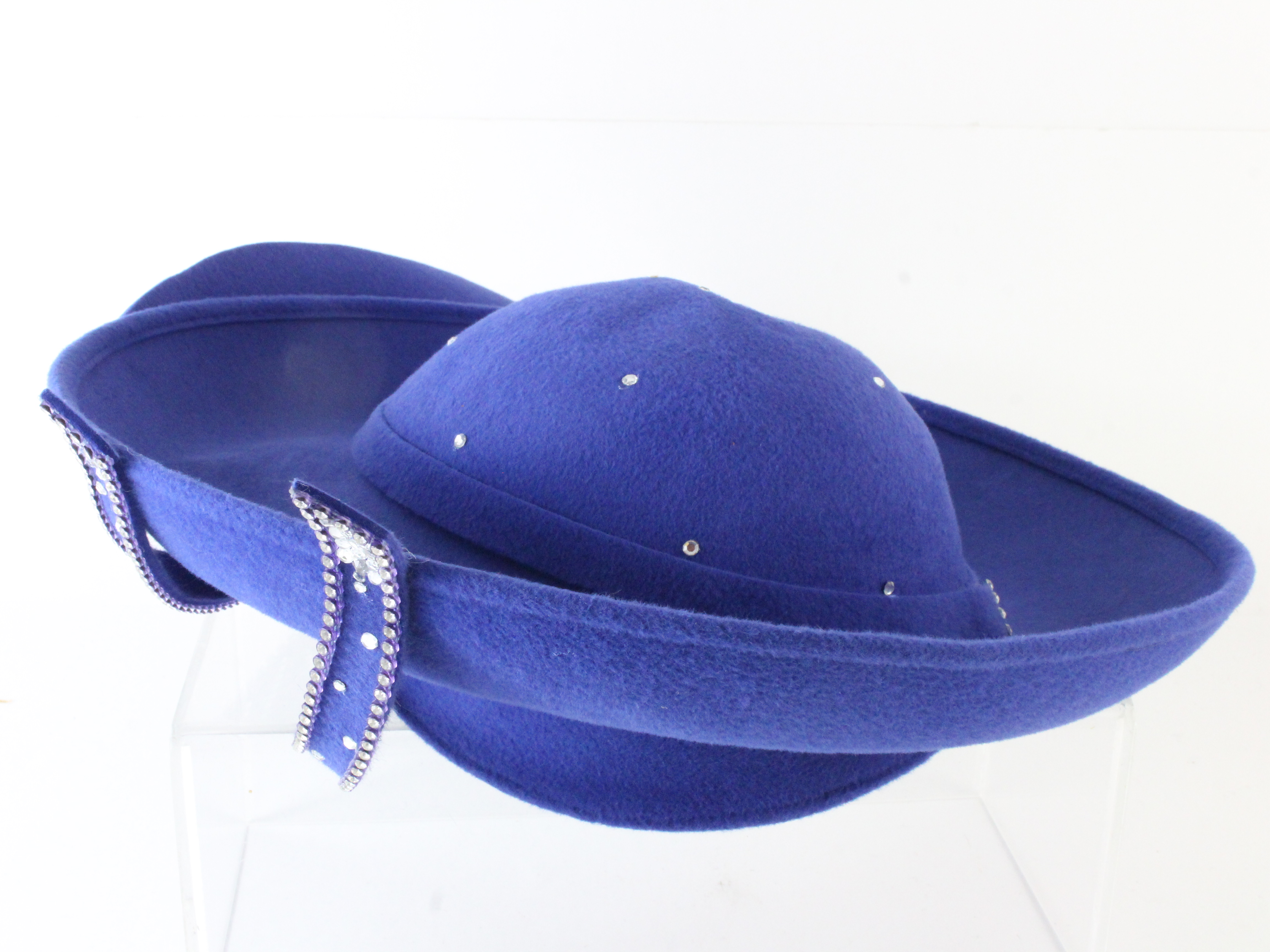 George Zamaul Couture Ladies Royal Blue Felt Hat W  display picture 2