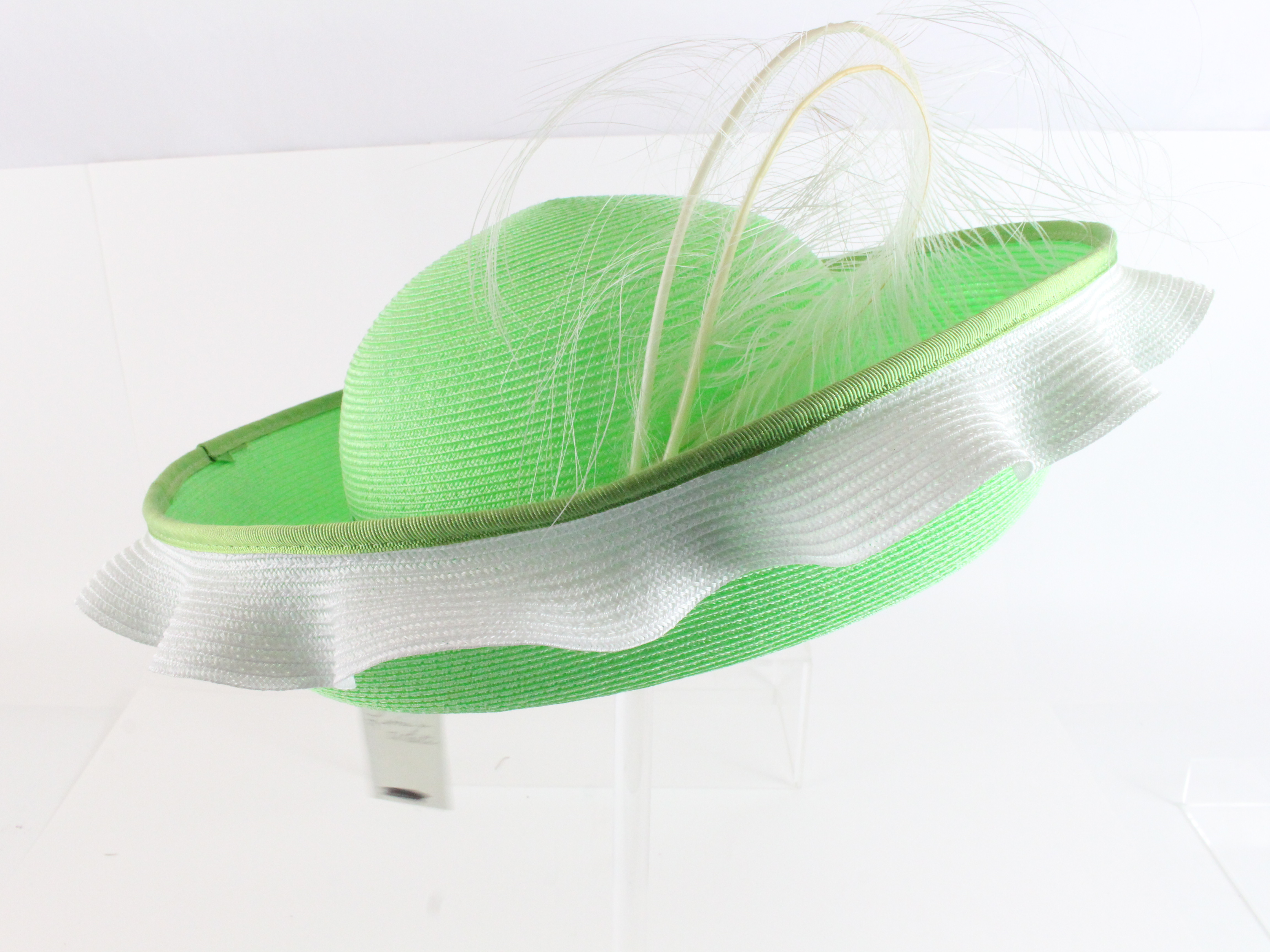 Bellini Fascinator Ladies Hat Lime Green Straw 6 7/8 Fancy Dress Hat | eBay