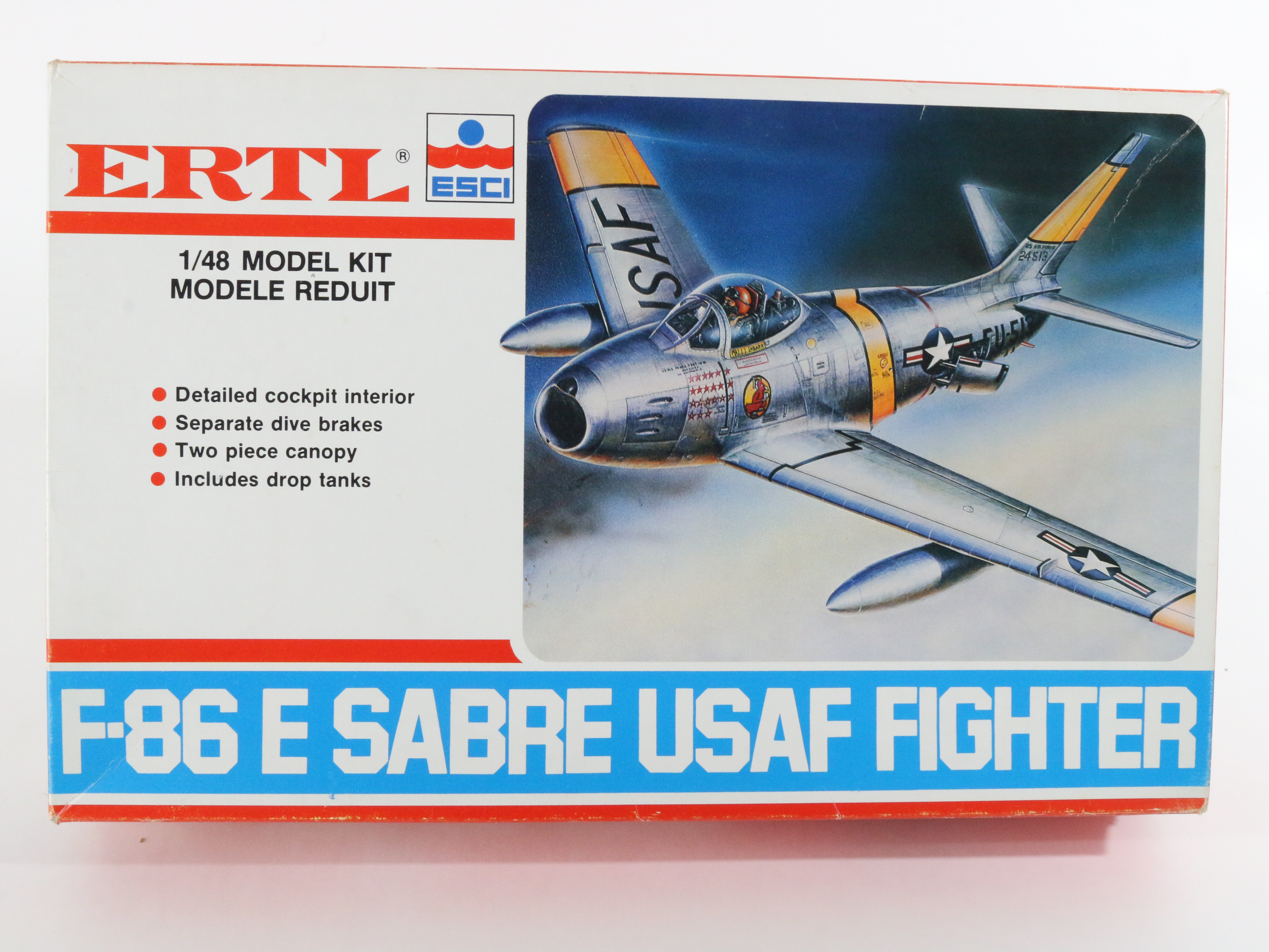 Sabre F-86 E USAF Fighter Jet Plane ERTL Esci 1:48 Plastic Kit