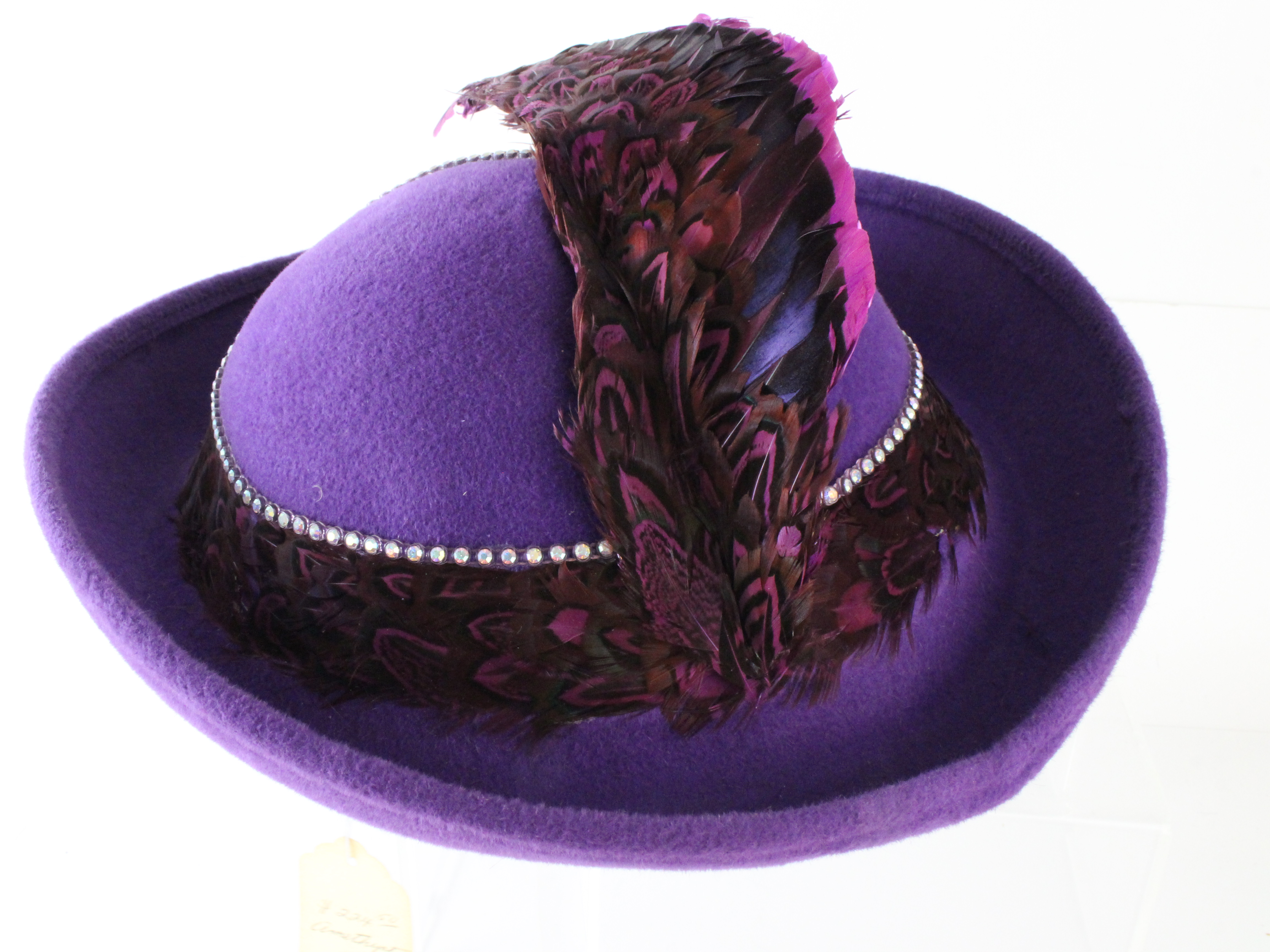 Jack Mcconnell New York Ladies Felt Hat W/ Feathers Jack McConnell New York Ladies White Wool Felt Hat W  main image 3